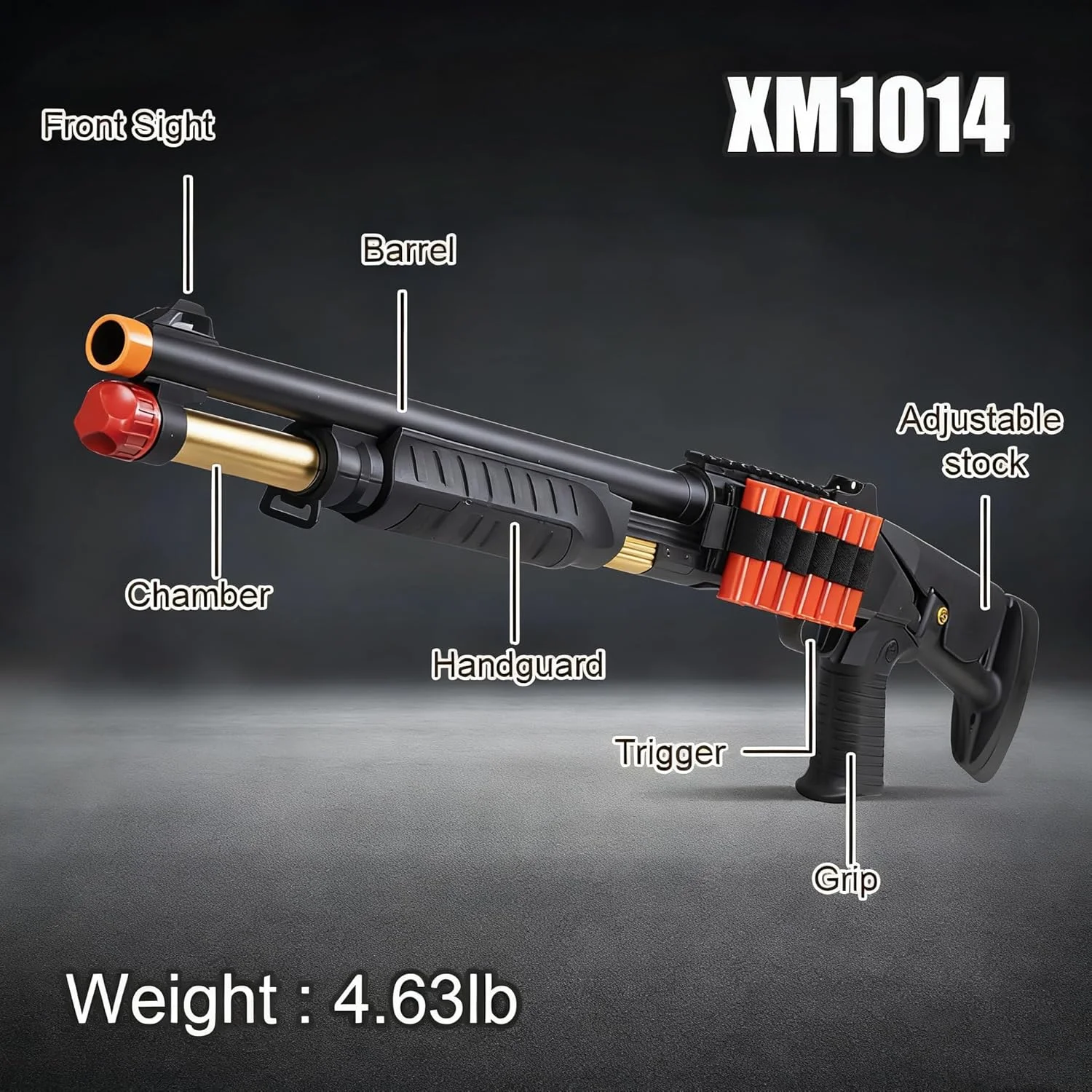 تفنگ اسباب بازی پرتابی تیر فومی نرم مدل XM1014 با پرتاب پوکه و فنری مناسب بازی و سرگرمی کودکان (مشکی)