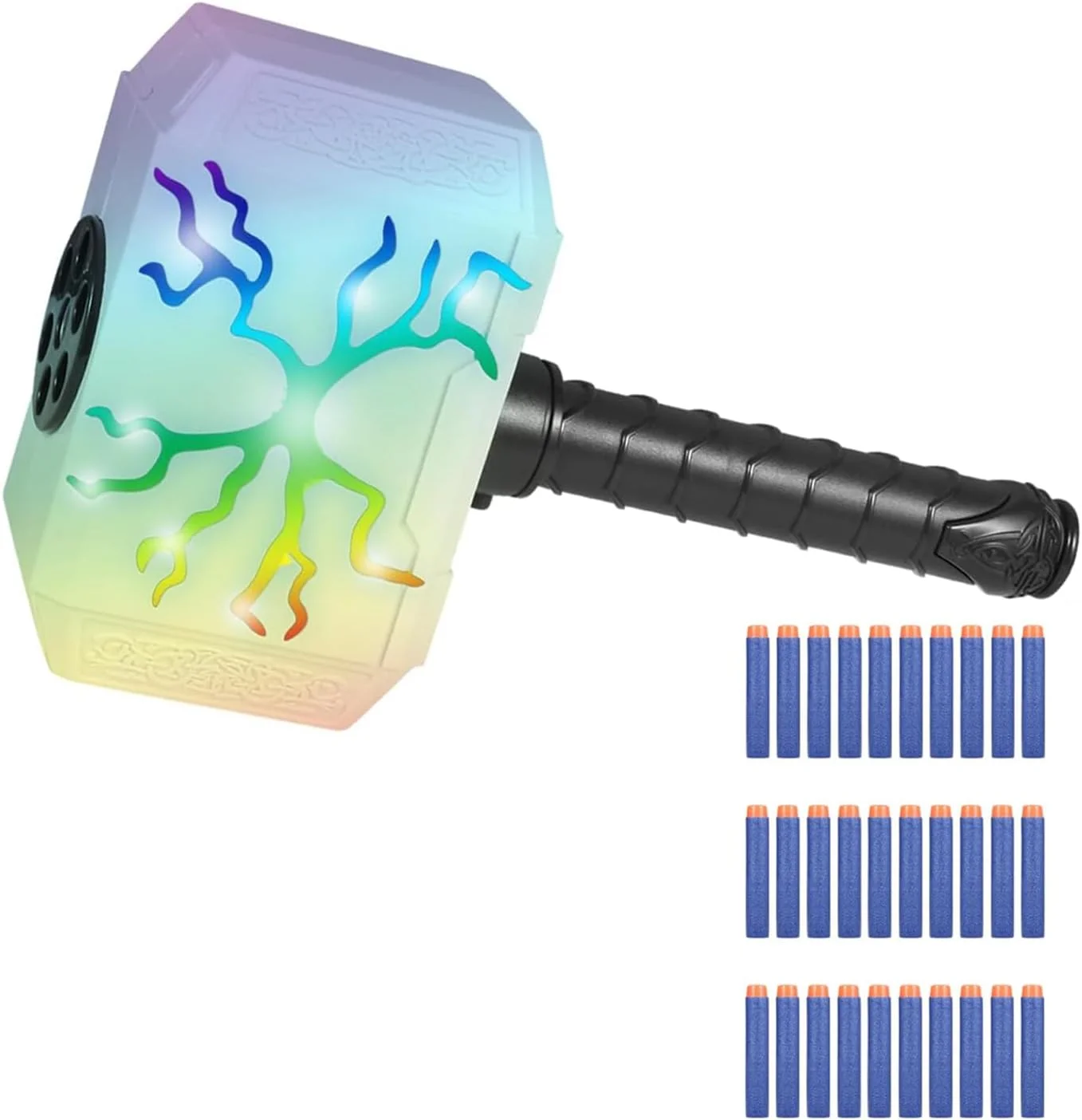 تفنگ اسباب بازی چکش پرتاب دارت با نور - اسباب بازی برای پسران 5 6 7 8 9+ ساله، اسباب بازی نقش آفرینی رعد و برق با 30 دارت