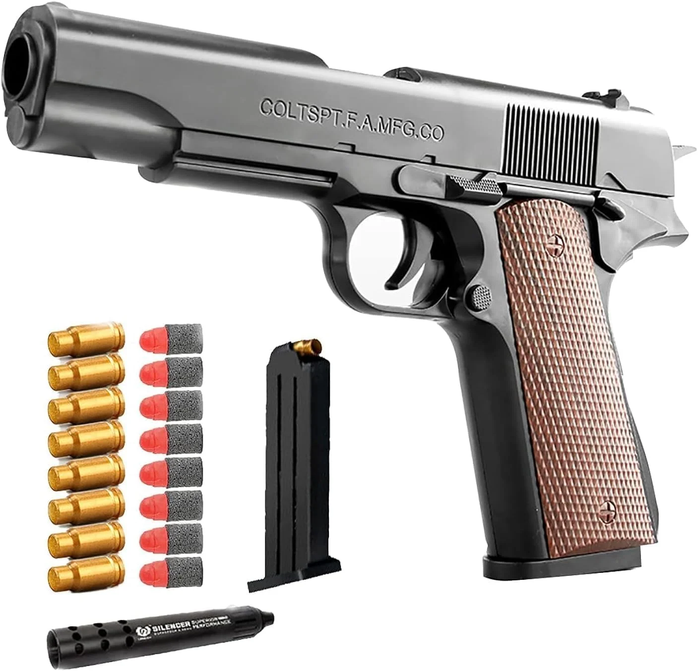 اسباب بازی تفنگ مدل 1911 برای پسران، تفنگ های اسباب بازی که واقعی به نظر می رسند، تفنگ اسباب بازی پرتاب کننده خشاب، تفنگ اسباب بازی - هدیه ای منحصر به فرد برای سرگرمی، نه برای مسافت یا دقت