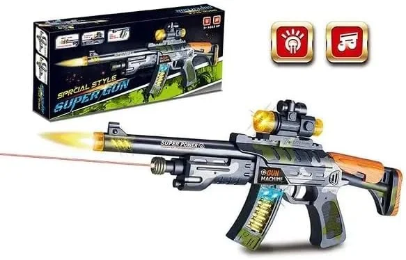 اسباب بازی تفنگ مسلسل برقی مشکی با نور صدا و باتری - JQ6803A