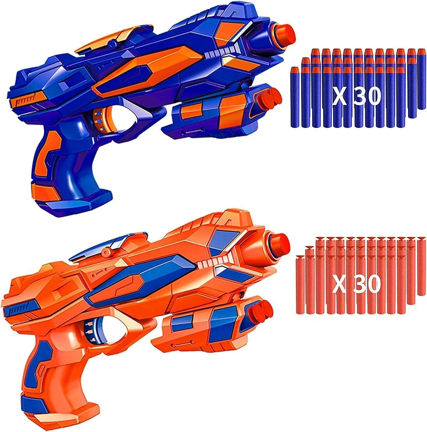 M&J&DELEE M&J بسته 2 عددی تفنگ اسباب بازی با 2 مچ بند تیر فومی و 60 عدد تیر فومی نرم، اسباب بازی مناسب کودکان و بزرگسالان برای اوقات فراغت در فضای باز و داخل خانه