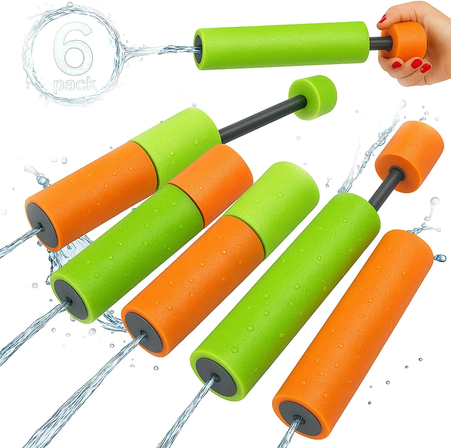 تفنگ آبپاش 6 عددی AMERTEER برای کودکان | مجموعه اسباب بازی تفنگ آبپاش استخر برای پسران و دختران | تفنگ آب پاش ساحلی | مینی حباب کششی فشار قوی | تفنگ آب پاش فضای باز | اسباب بازی تیراندازی شنا