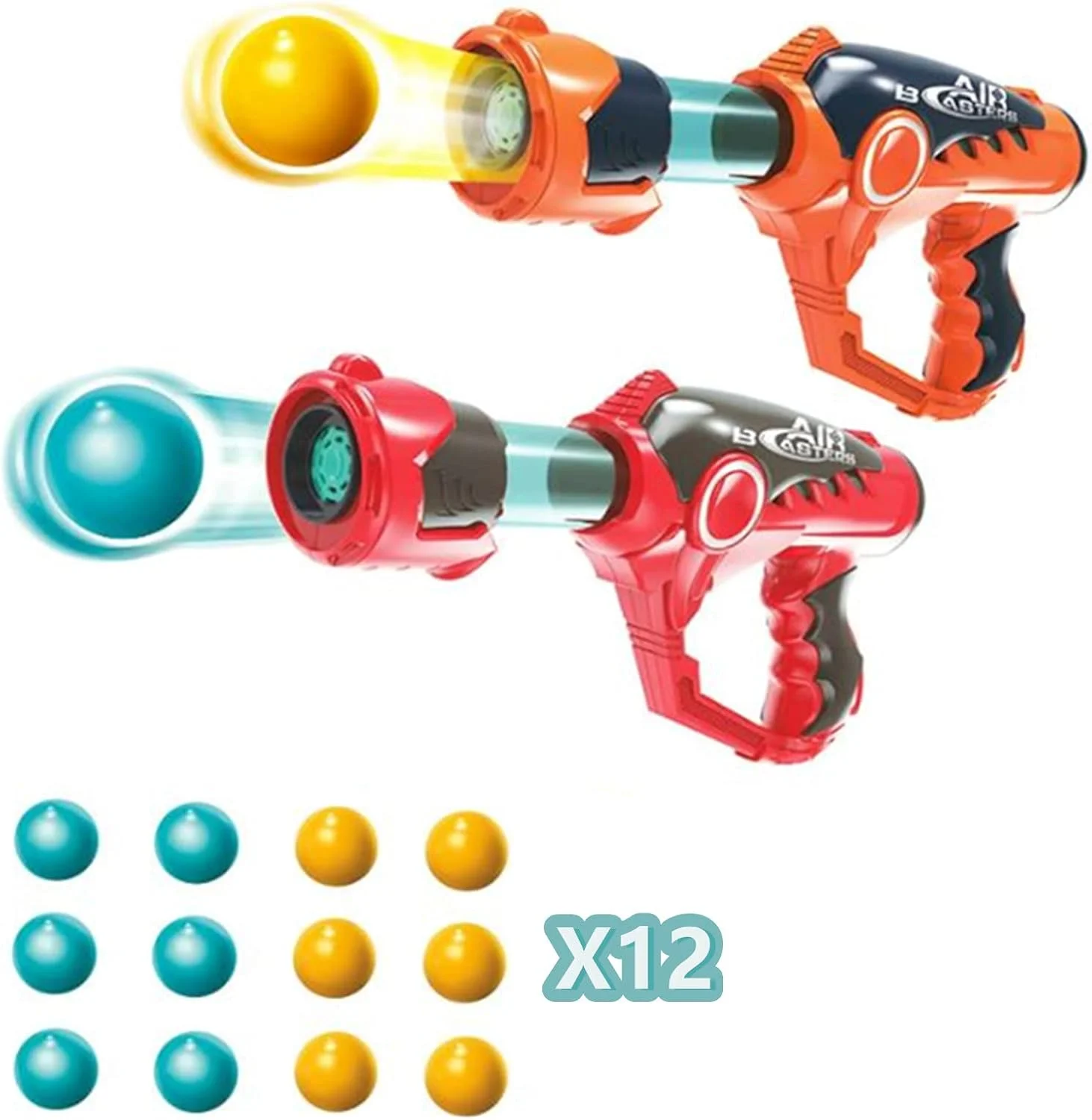 تفنگ بازی AM ANNA، 2 عدد تفنگ بادی توپ فومی و 12 عدد توپ فومی، تفنگ تک تیرانداز کودکانه برای بازی های داخل و خارج از خانه، ایده هدیه برای پسران و دختران 5 تا 12+ سال