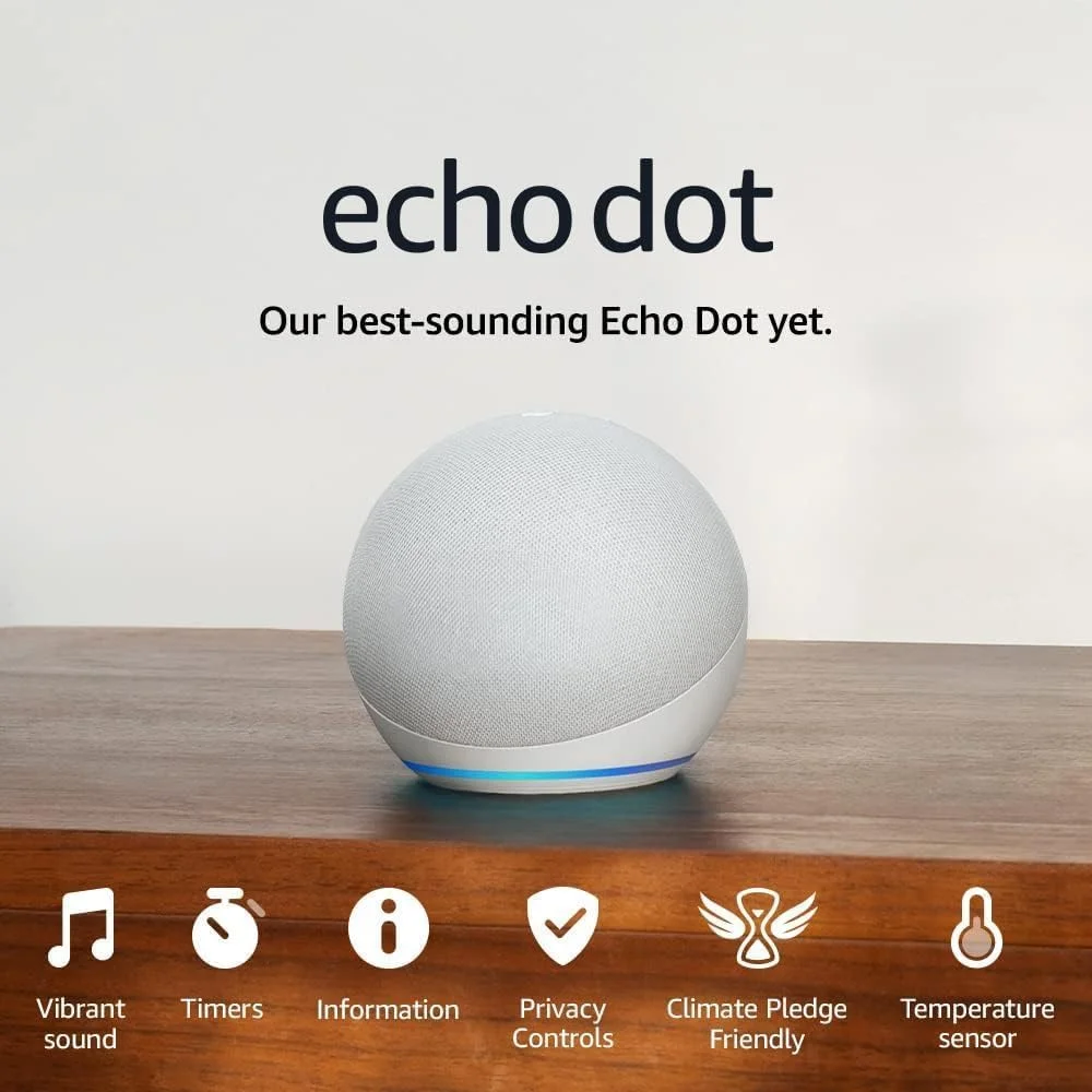 E.c.h.o D.o.t سفید یخچالی K06 (نسل پنجم جدیدترین) | بلندگوی هوشمند Wi-Fi و بلوتوث با A.l.e.x.a - اورجینال و نو