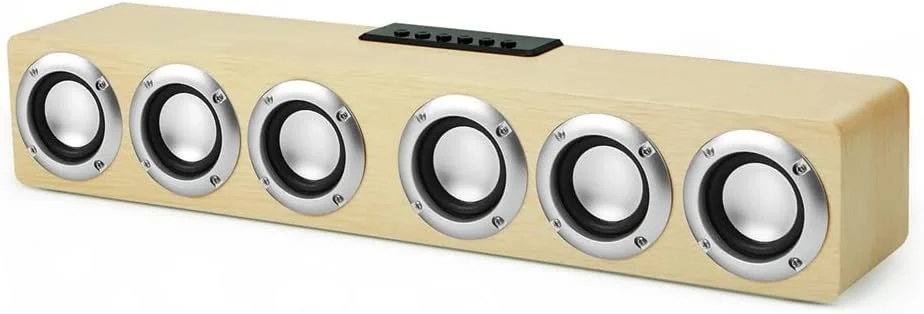 اسپیکر رومیزی چوبی پخش کننده موسیقی HiFi ساندبار چوبی 20 واتی استریو قدرتمند ساندبار خانگی