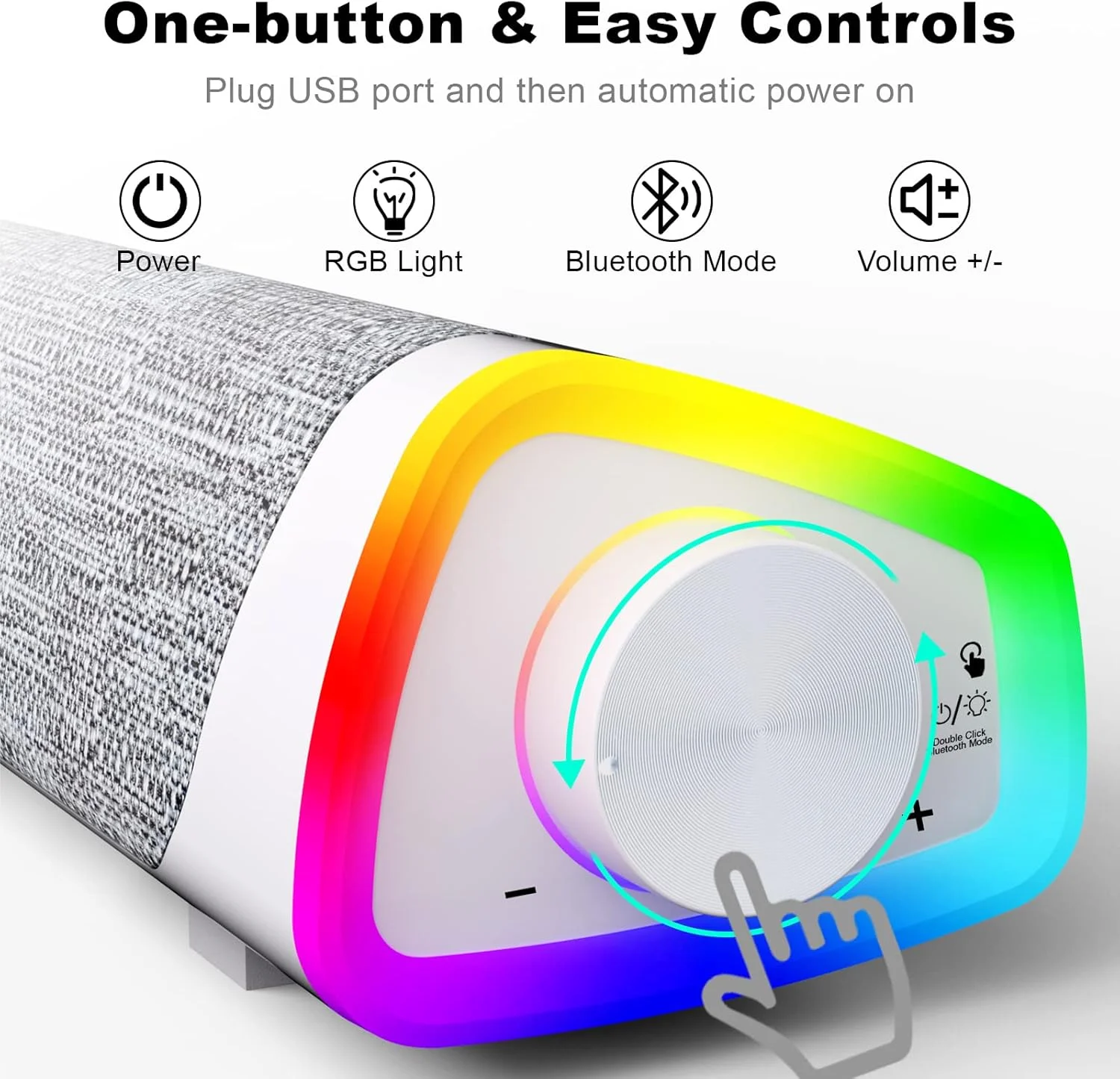اسپیکر کامپیوتر SOULION R30 Plus، ساندبار رایانه ای بلوتوثی V5.3 با سیم و تغذیه USB، چراغ های LED رنگارنگ با دکمه سوئیچ، ساندبار اسپیکر کامپیوتر قابل حمل صدای فراگیر برای تلفن لپ تاپ رومیزی
