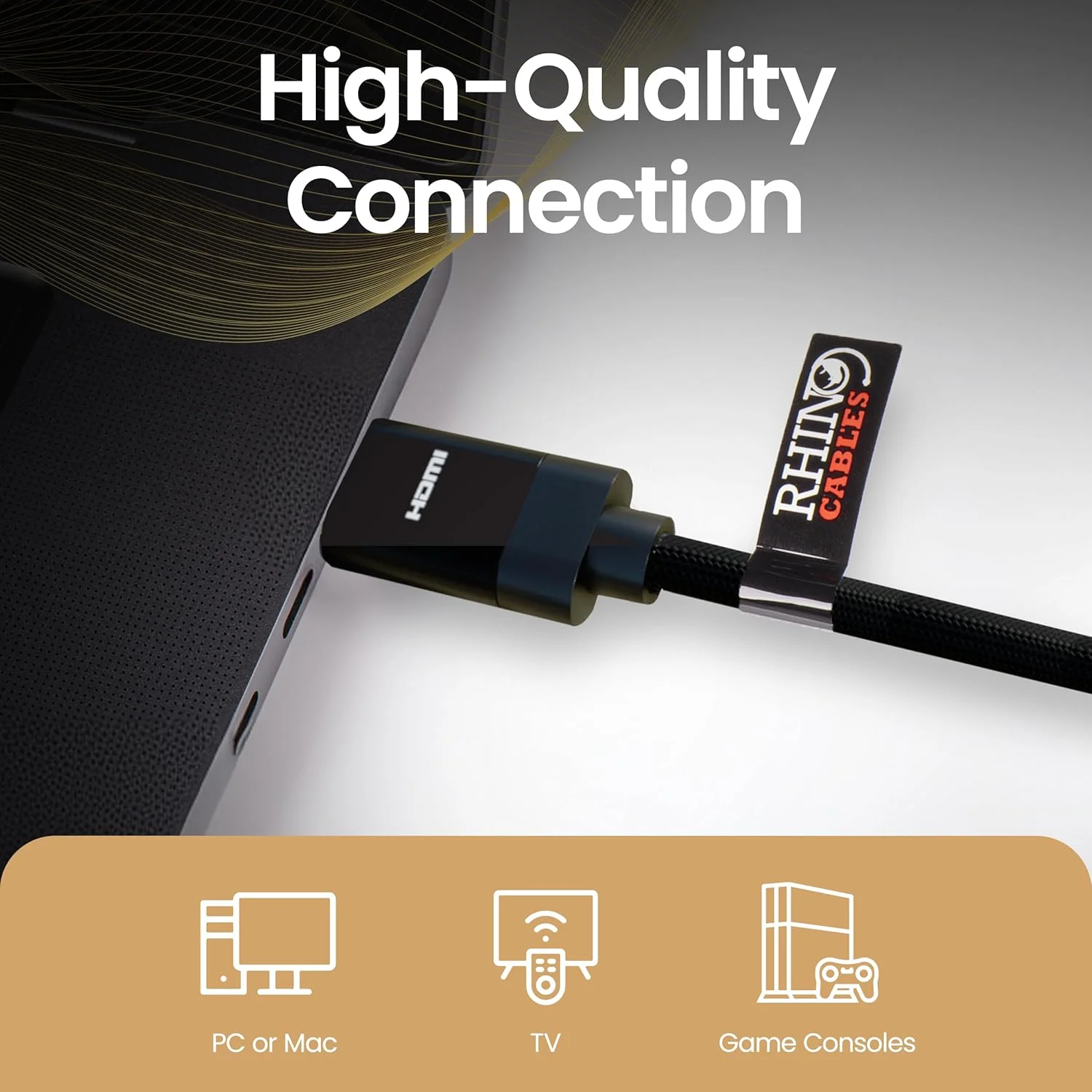 کابل HDMI راینوکابلز 8K | کابل بافته شده با سرعت بالا | پشتیبانی از HDR و 3D | HDMI ARC برای ساندبار | سازگاری جهانی با تلویزیون ها و کنسول های بازی، آبی 2 متری