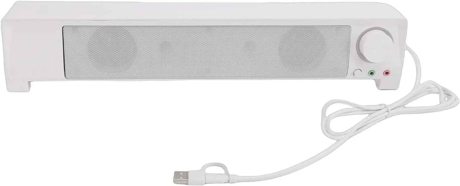 اسپیکر کامپیوتر، اسپیکر رومیزی USB، صدای سه بعدی پورت USB 3.5 میلی متری ساندبار جمع و جور با صدای ماهرانه برای دفتر، خانه و بازی
