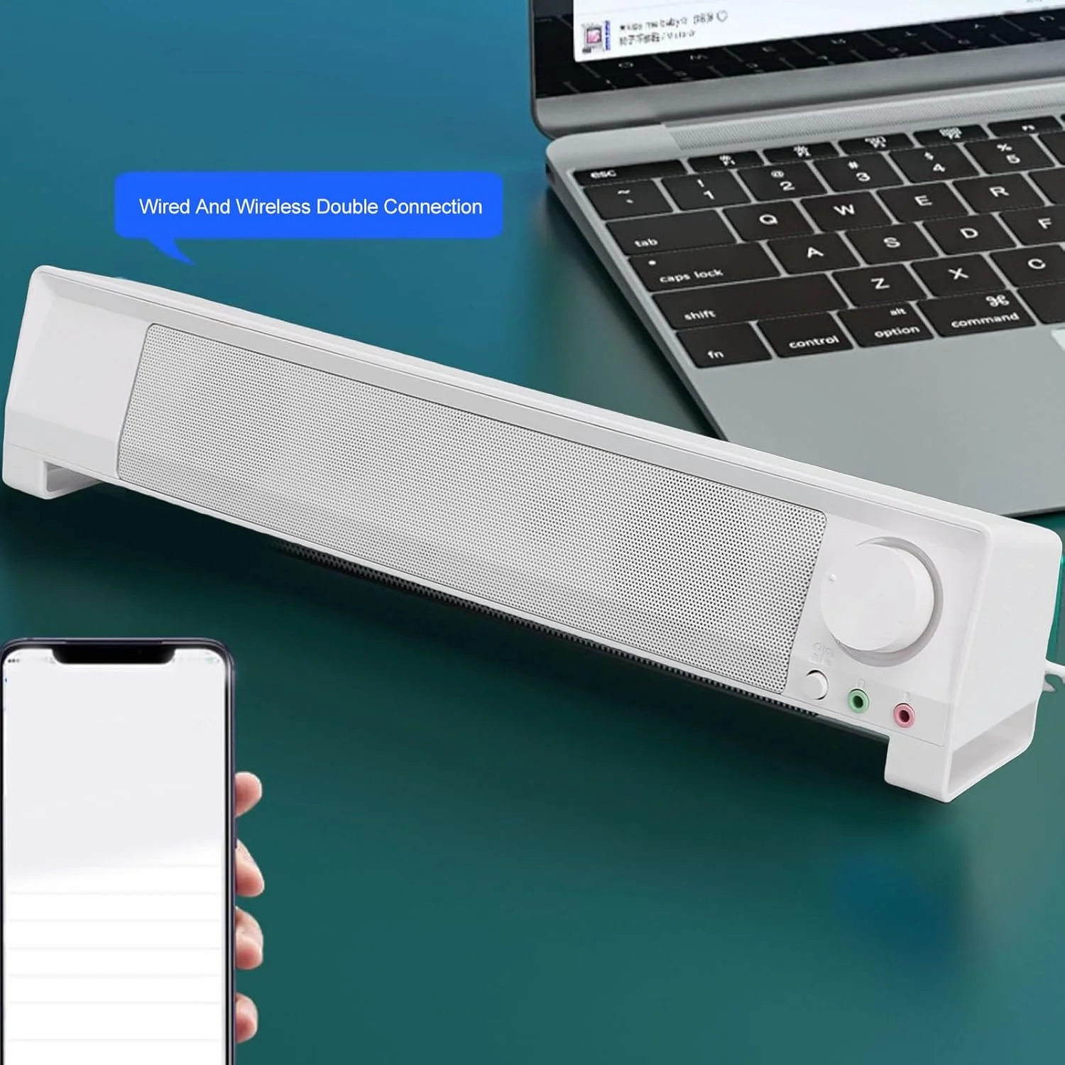 اسپیکر کامپیوتر، اسپیکر رومیزی USB، صدای سه بعدی پورت USB 3.5 میلی متری ساندبار جمع و جور با صدای ماهرانه برای دفتر، خانه و بازی