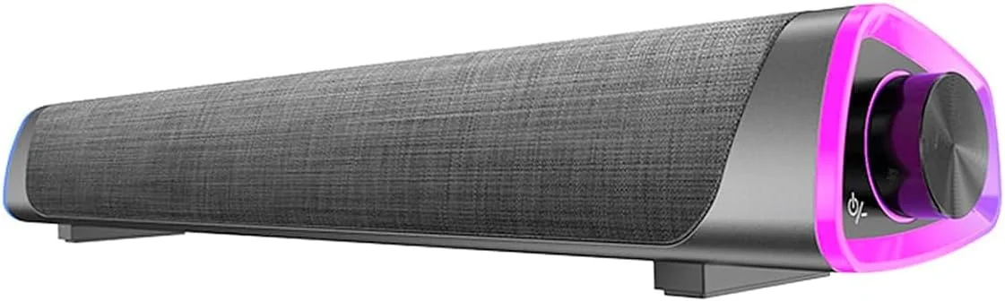 اسپیکر کامپیوتر سیم دار USB، اسپیکر دسکتاپ RGB، جعبه صدای استریو سه بعدی با دکمه تنظیم صدا ورودی صوتی 3.5 میلی متری برای رایانه شخصی رومیزی لپ تاپ تلفن هوشمند تبلت - مشکی