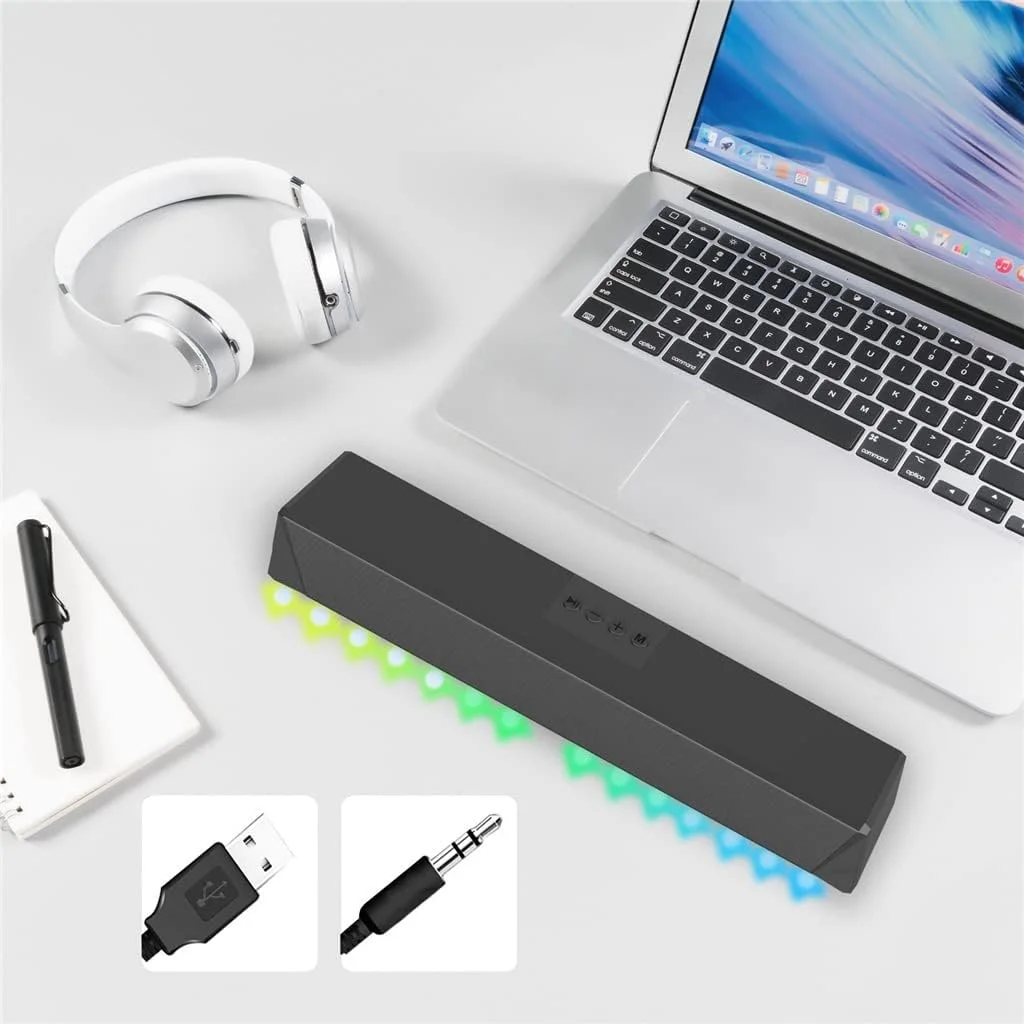 اسپیکر رومیزی قابل حمل 5.0 ساندبار بلندگوی 2X5W پشتیبانی از پخش کارت AUX در USB TF برای تلویزیون PC