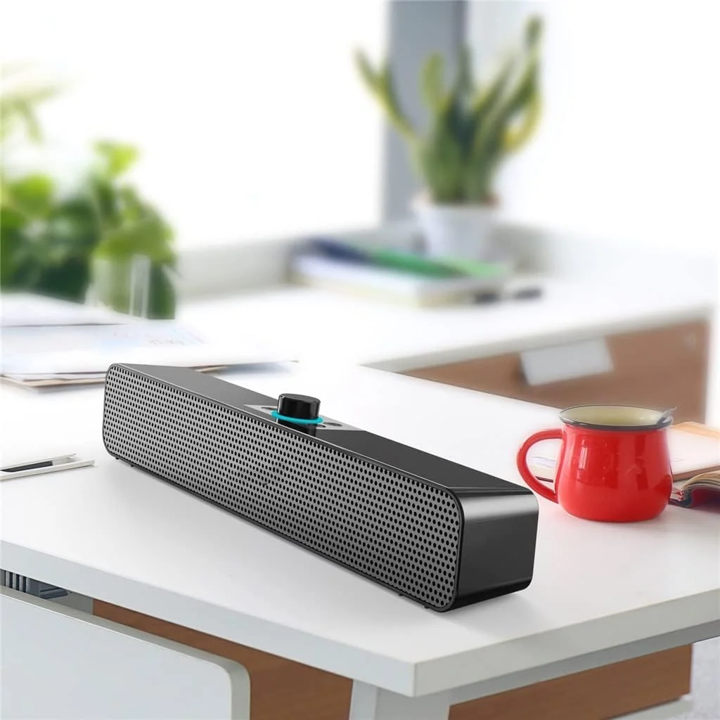 اسپیکر رومیزی 2X3W ساندبار با پشتیبانی از AUX، پخش کارت حافظه USB TF برای سینمای خانگی، تلویزیون، لپ تاپ