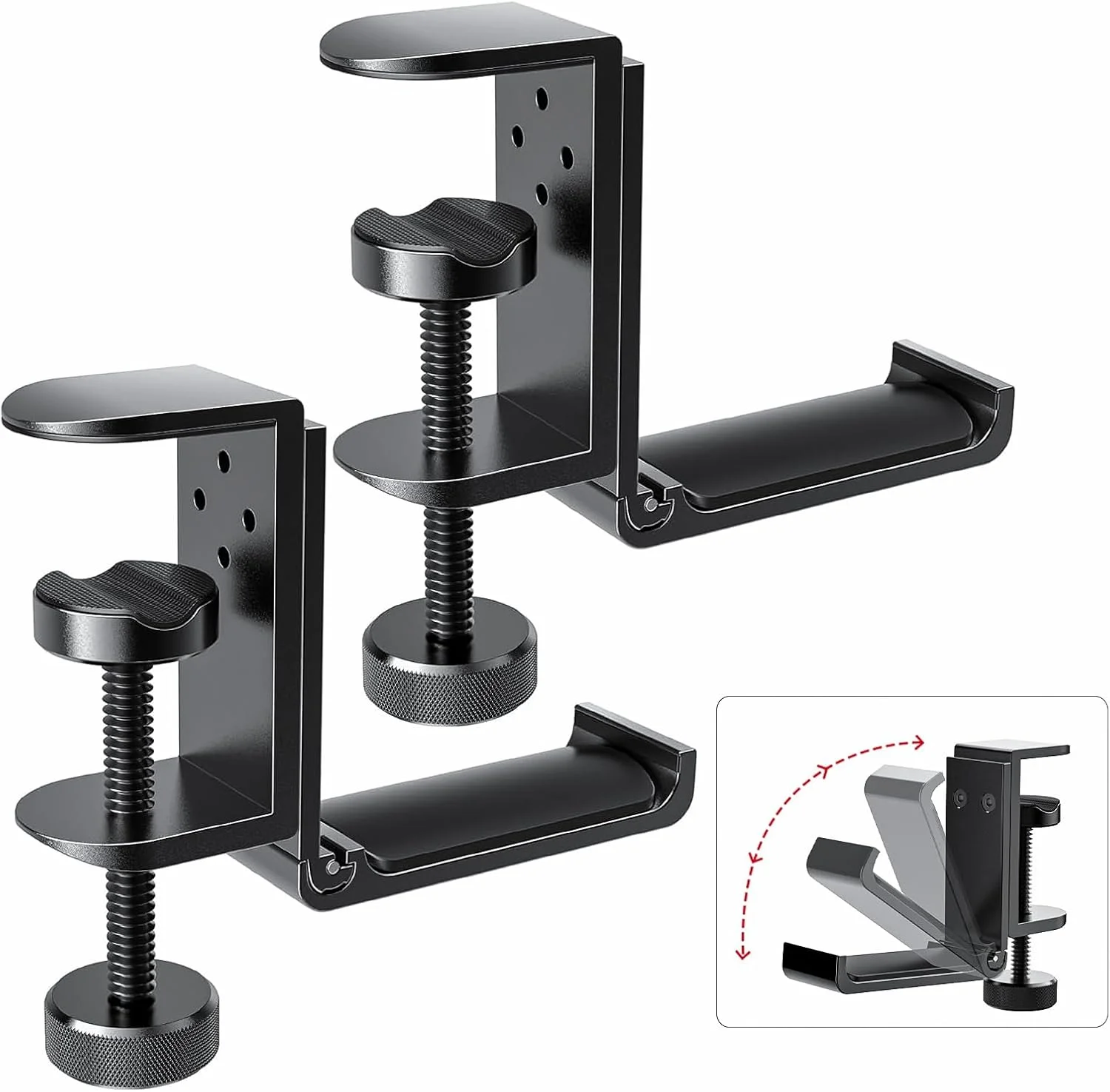 نگهدارنده آویز پایه هدفون، پایه ساندبار آلومینیومی صرفه جویی در فضا با تناسب جهانی برای لوازم جانبی کامپیوتر گیمینگ (مشکی - 2 عدد)