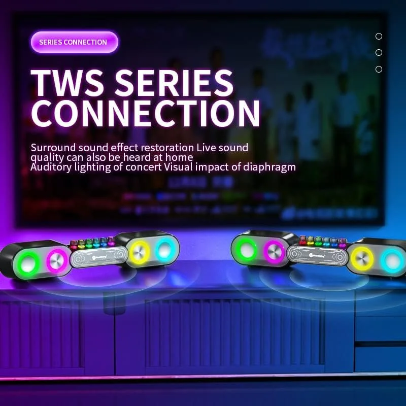 اسپیکرهای کامپیوتر گیمینگ، اسپیکرهای گیمینگ RGB پویا با ساب ووفر بلوتوث، برای لپ‌تاپ‌ها، مانیتورها، پروژکتورها، تلفن‌ها، کامپیوتر، پشتیبانی از کارت TF رادیو FM سفید