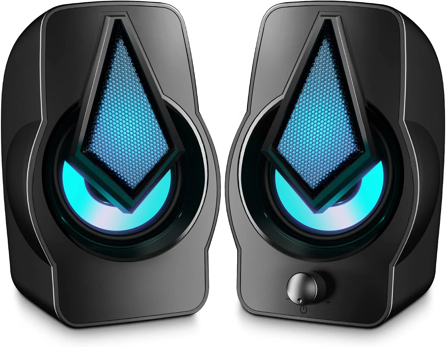 اسپیکر کامپیوتر، اسپیکر گیمینگ 10 واتی با حالت های نور چندگانه RGB، کنترل آسان صدا، اسپیکر استریو USB 2.0 برای کامپیوتر/لپ تاپ/رومیزی/تلفن/آیپد/کنسول بازی