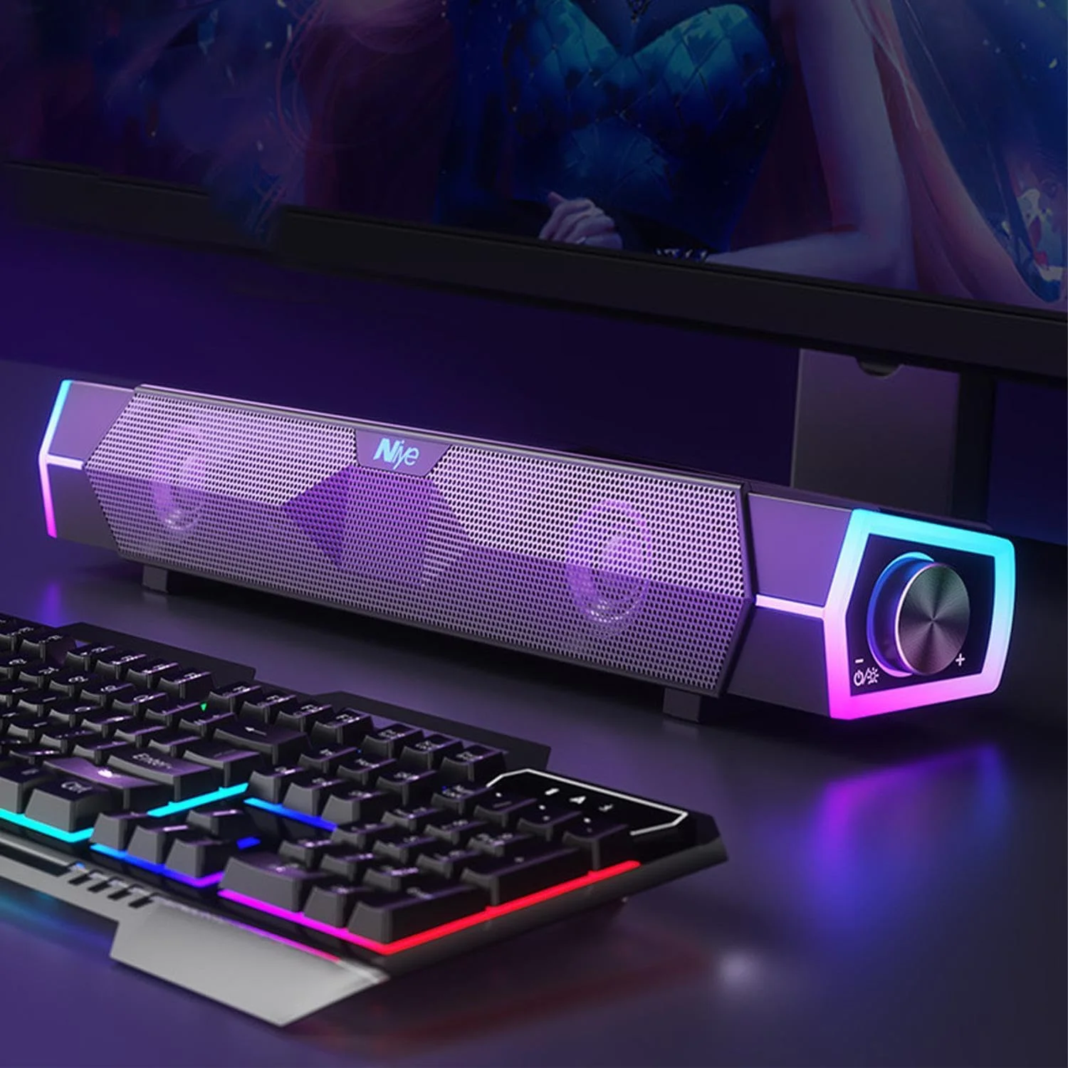 اسپیکر بلوتوث با نور RGB، اسپیکر دو حالته بلوتوث و USB، استریو دوگانه بلوتوث 5.3، مناسب برای خانه/مهمانی/بازی