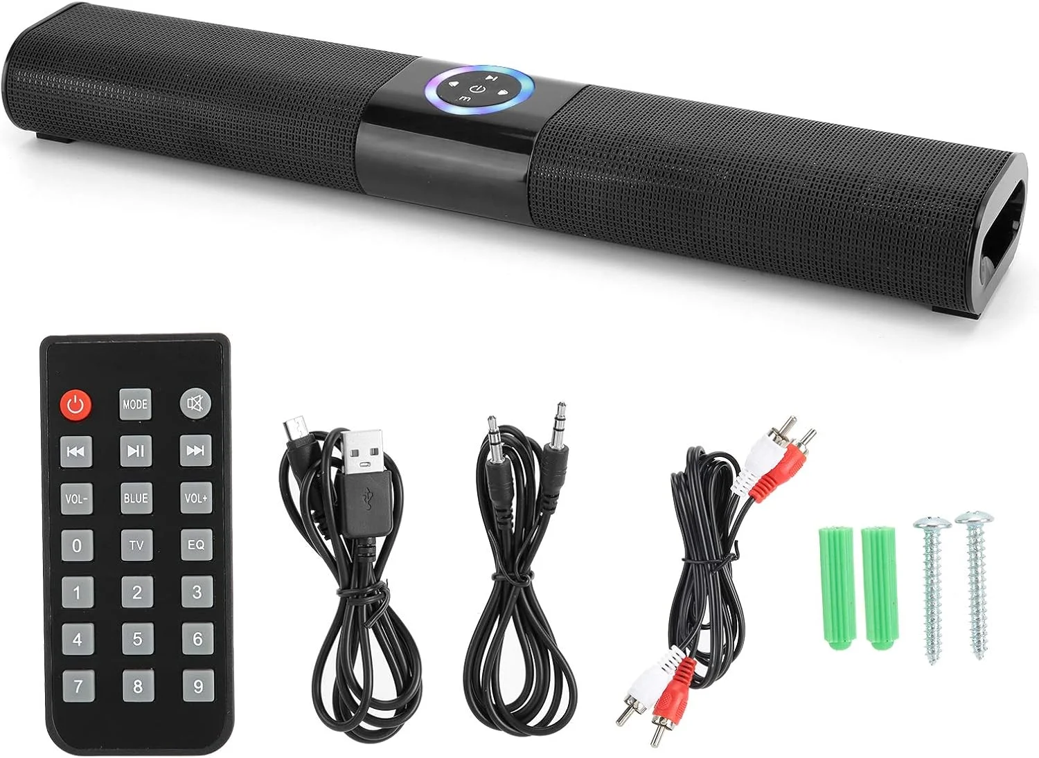ساندبار بی‌سیم، ساندبار بلوتوثی کامپیوتر ۴ رنگ استریو Hi-Fi ساب ووفر پخش کننده موسیقی صوتی سیستم صوتی استریو سینمای خانگی برای تلفن همراه خانگی کامپیوتر