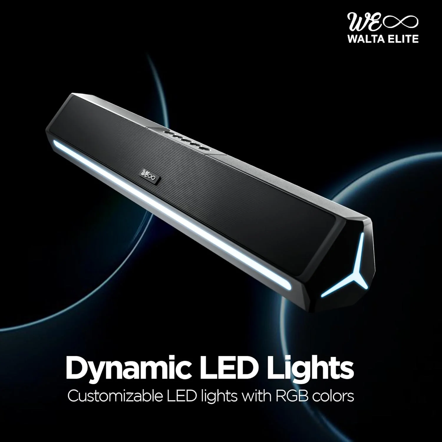 والتا الیت Brio 1110 ساندبار بلوتوثی 25 واتی – مشکی، باتری 2500 میلی آمپر ساعتی، شارژ سریع Type-C، کانال 2.0، درایورهای 52 میلی متری، چراغ های LED تک رنگ چند رنگ، ویژگی TWS