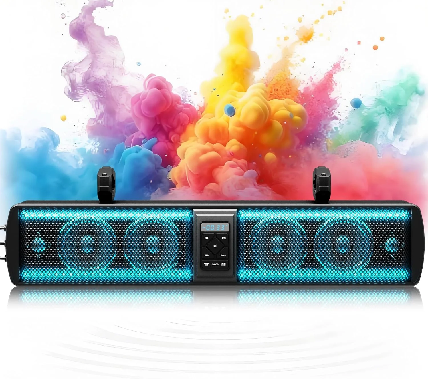 اسپیکر بلوتوث ضدآب UTV ATV با نورپردازی RGB، اسپیکر بلوتوث 28 اینچی با نصب جهانی ضدآب IP65 برای UTV ATV گلف کارت