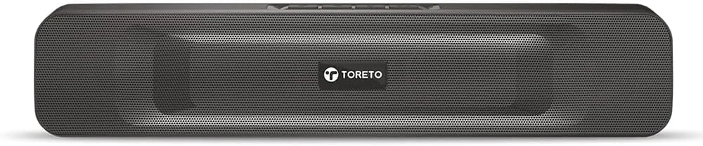 مینی ساندبار بلوتوثی 20 واتی Toreto Sound Beam، باتری 2000 میلی آمپر ساعتی، 2.0 کانال با درایورهای 52 میلی متری، TWS، AUX، بلوتوث و USB (مشکی پلاتینی)