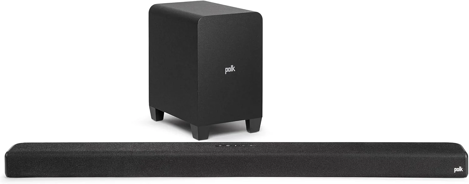 سیستم صوتی POLK Audio Signa S4 با ساب ووفر بی سیم، eARC، صدای فراگیر Dolby Atmos، بلوتوث، سیستم صوتی فوق باریک برای تلویزیون با ساب ووفر بی سیم، صدای فراگیر سه بعدی