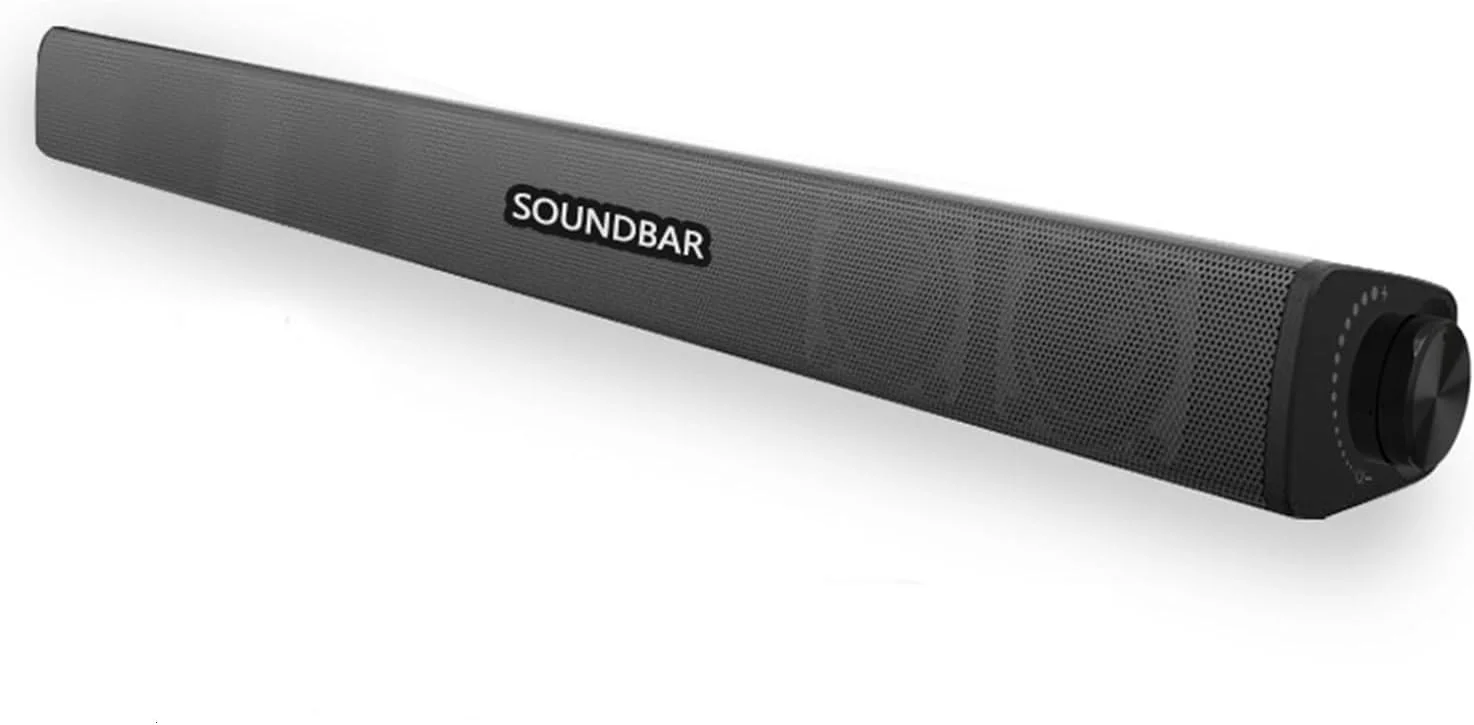 اسپیکر قابل حمل برای تلویزیون/کامپیوتر، اسپیکر بلوتوثی 5.0 بی‌سیم و باسیم مناسب فضای باز/داخلی با کنترل از راه دور و کابل اپتیکال، ساندبار 30 واتی سینمای خانگی با ساب‌ووفر داخلی برای پروژکتور