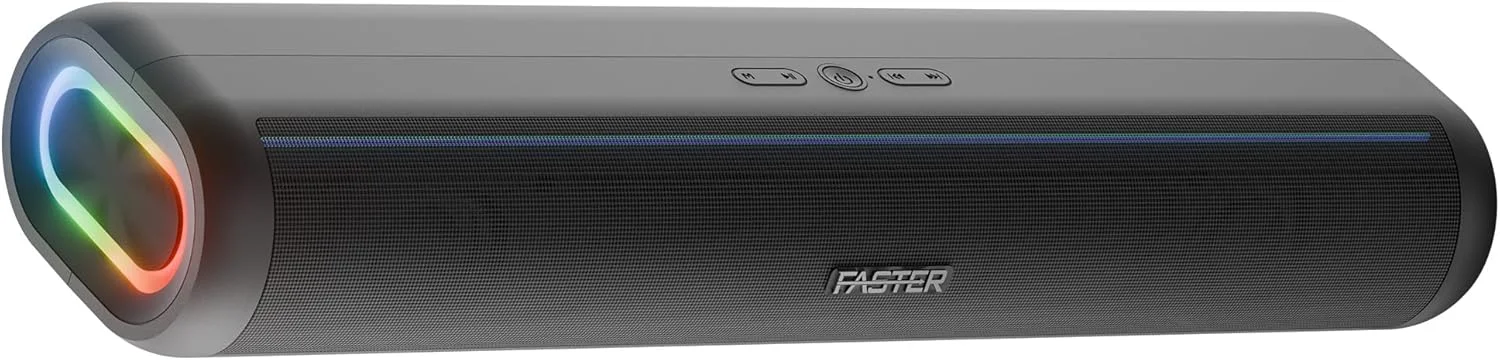 اسپیکر بلوتوثی قابل حمل Faster Nexon Z30 با توان 30 وات - اسپیکر بی سیم برای کامپیوتر، لپ تاپ، تلویزیون، گوشی هوشمند، تبلت - مینی سینمای خانگی با نورپردازی RGB - پشتیبانی از کارت USB/Aux/TF - اتصال آسان - صدای عمیق و قدرتمند (خاکستری)