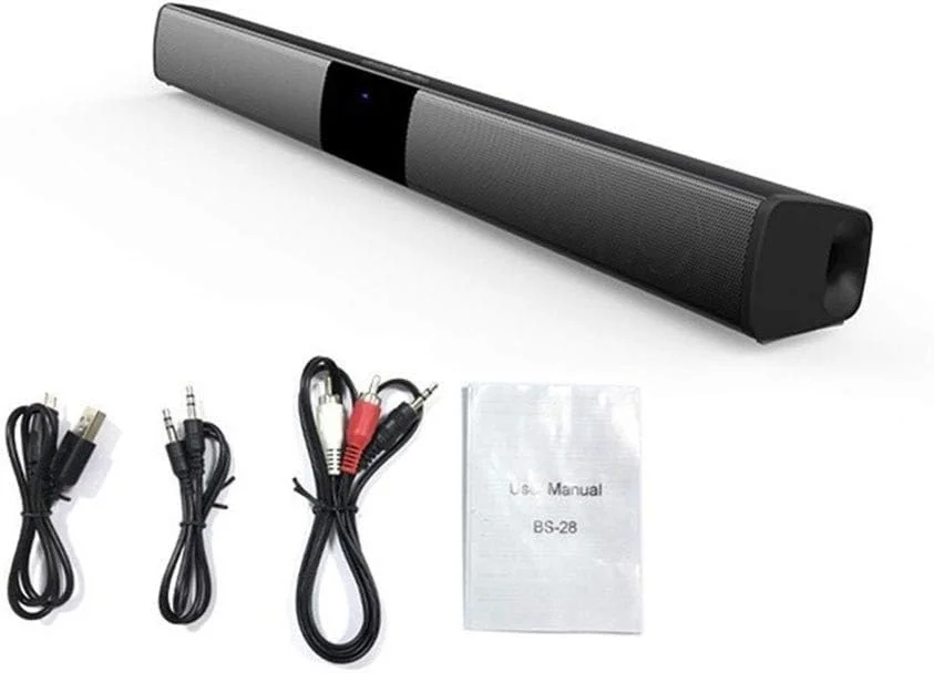 Nologo Bluetooth Speaker WVV BS-28 Sound Blaster card U disk soundbar Bluetooth radio TV speaker new (Color : Black, Size : 550 * 50 * 50mm)