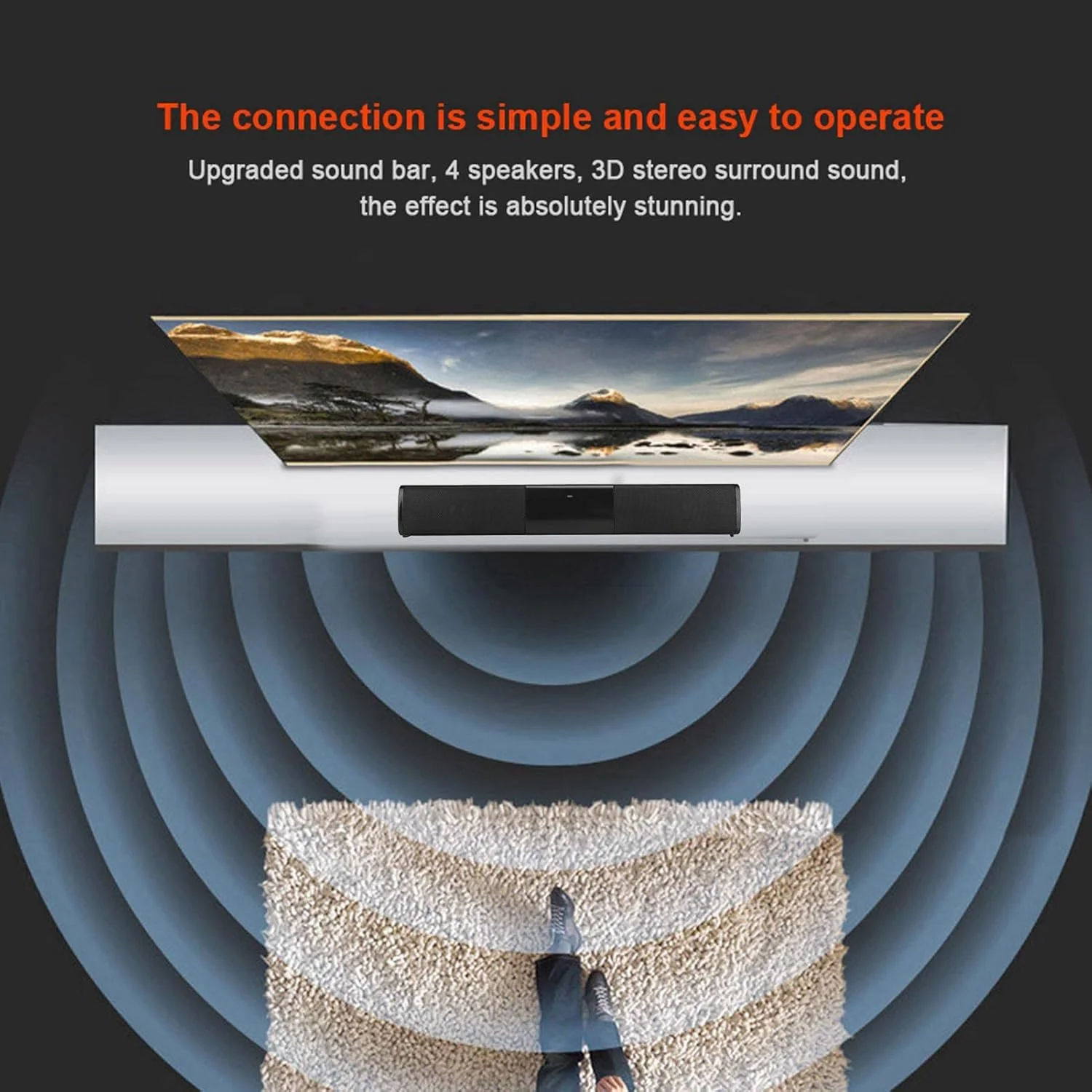 اسپیکر نواری صدا برای تلویزیون، سیستم بلندگوی استریو سه بعدی بی سیم بلوتوثی مناسب سیستم صوتی خانگی