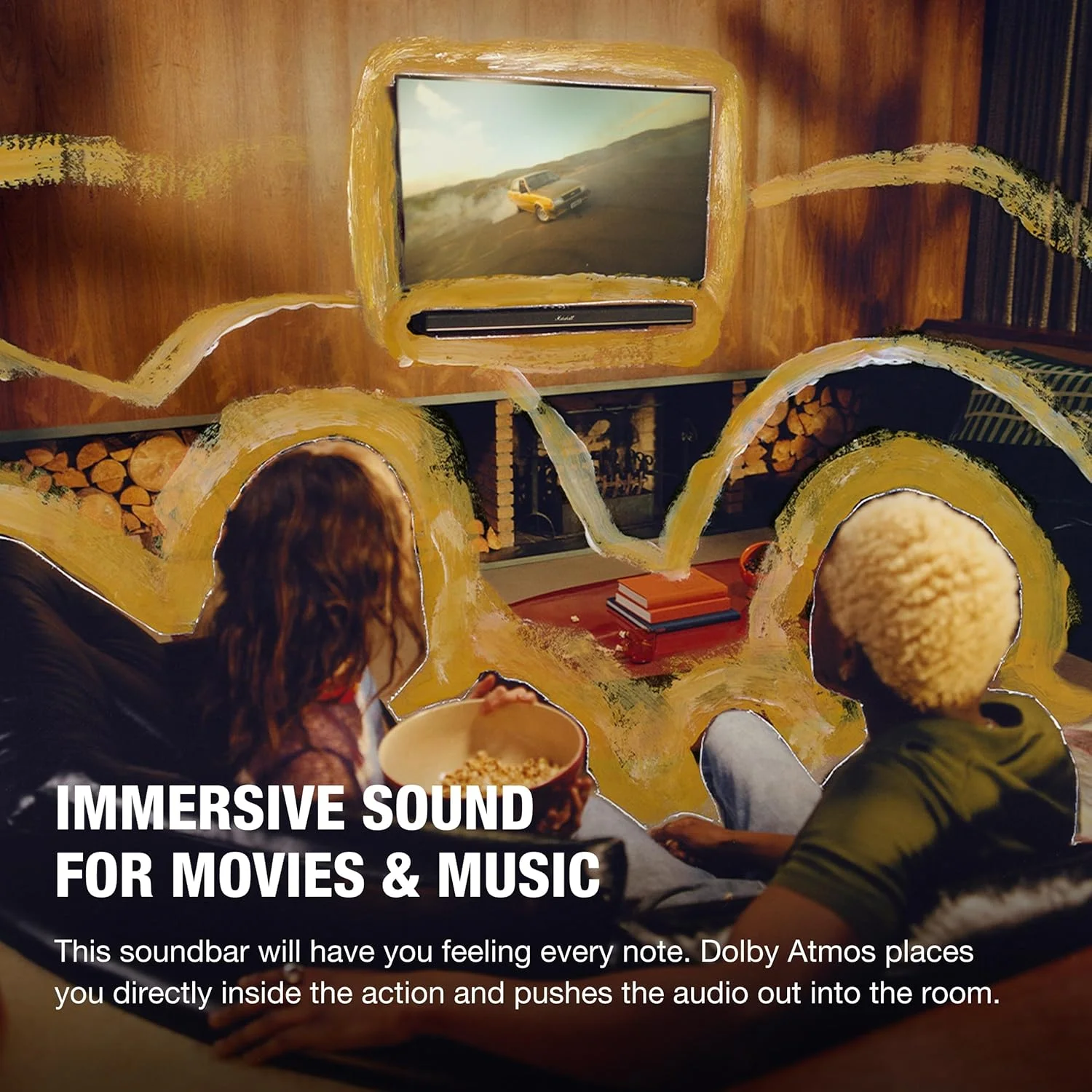 مارشال هستون 120 ساندبار دالبی اتموس – صدای فراگیر سه بعدی، ساب ووفرهای داخلی، اتصال بی سیم چندگانه، خدمات موسیقی یکپارچه، کنترل های لمسی، سازگار با برنامه مارشال (مشکی)