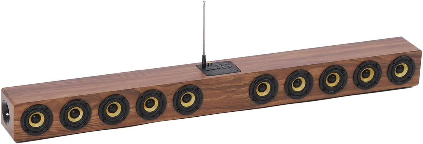 اسپیکر ساندبار چوبی بی‌سیم، 50 وات 88 سانتی‌متری چند منظوره 360 درجه صدای فراگیر HiFi بلوتوث 5.3 اسپیکر ساندبار کامپیوتر
