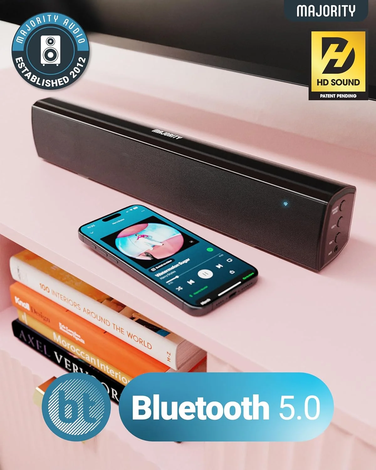 اسپیکر بلوتوثی ماژوریتی Bowfell برای تلویزیون و کامپیوتر | 50 وات با صدای استریو قدرتمند | اتصال چندگانه اسپیکر بلوتوثی ماژوریتی Bowfell برای تلویزیون و کامپیوتر | 50 وات با صدای استریو قدرتمند | اتصال چندگانه