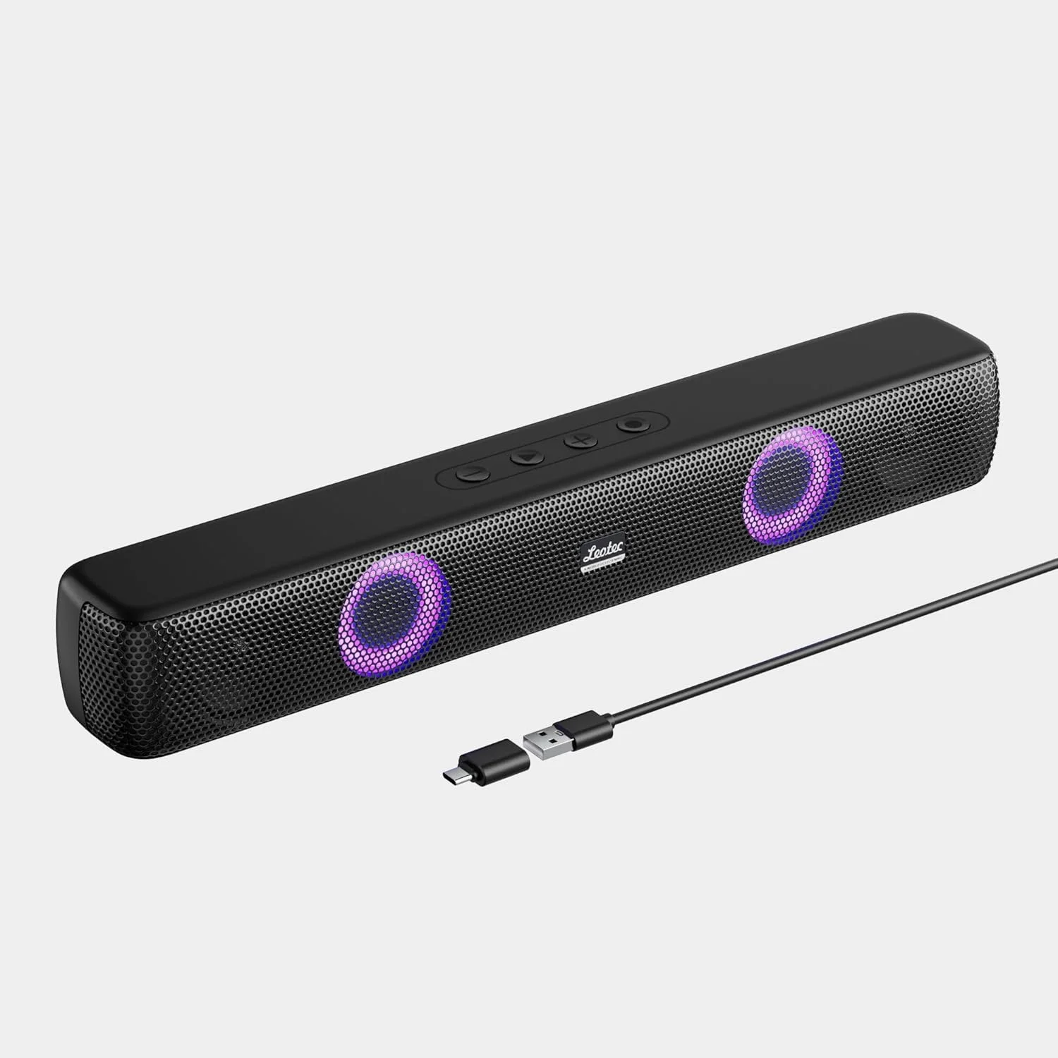 اسپیکر بلوتوث قابل حمل LEOTEC با رادیو FM، مینی ساندبار استریو USB برای کامپیوترهای رومیزی و لپ تاپ