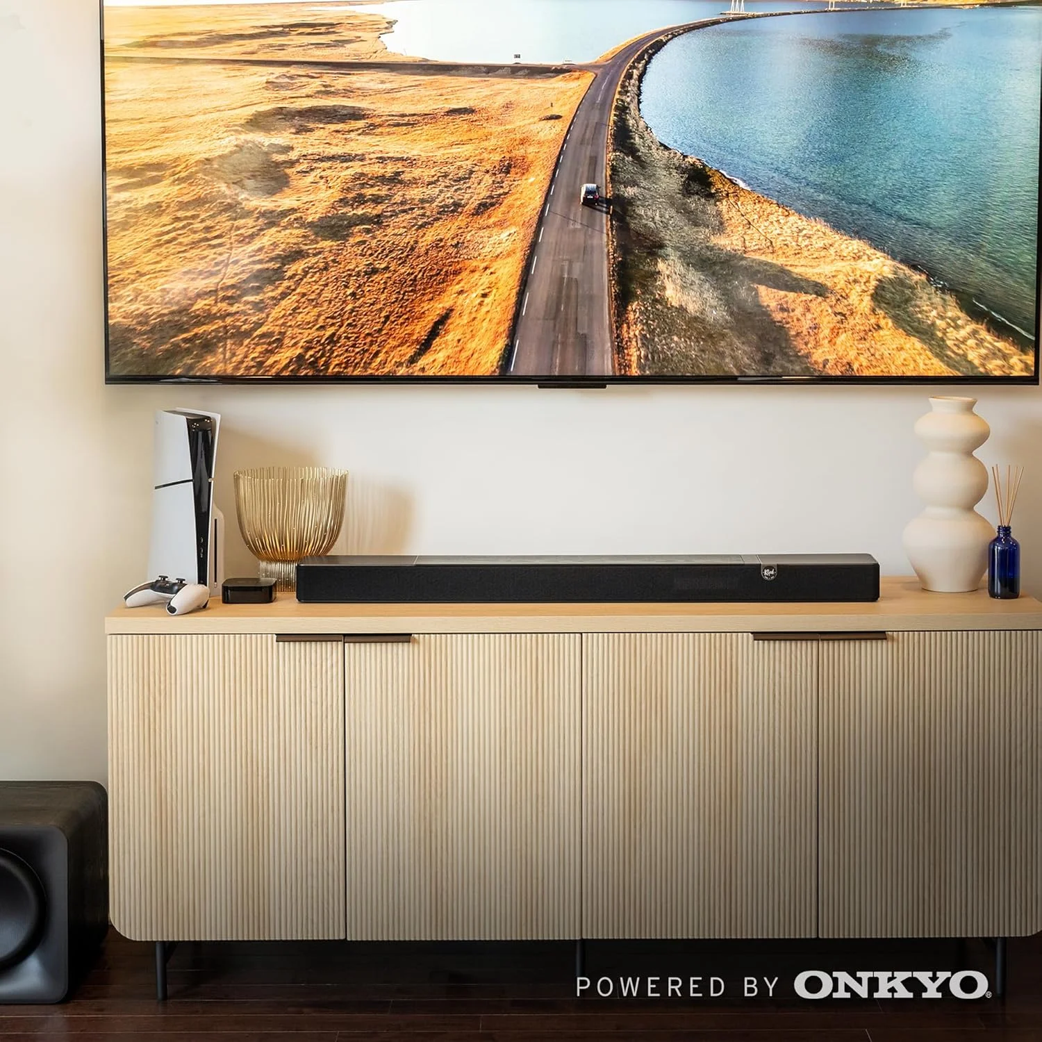 سیستم صوتی Klipsch Flexus: ساندبار CORE 200، ساب ووفر 10 اینچی SUB 100، تقویت شده توسط Onkyo با بلوتوث، Dolby Atmos و بیس تنظیم شده سفارشی - مشکی