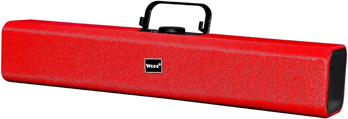 اسپیکر بلوتوثی بی‌سیم قابل حمل 5.0 ساندبار با توان 5 وات RMS، تا 5 ساعت پخش موسیقی، دارای پورت AUX/USB/کارت SD، صدای سینمایی 2.1 کاناله با ساب ووفر و بیس داخلی (قرمز)