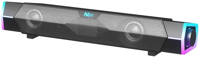 اسپیکر کامپیوتر بلوتوثی KATGROCHIR، ساندبار رومیزی RGB با کارت صدای داخلی، جلوه نور فراگیر، دکمه چرخش مستقل تنظیم صدا برای خودرو و کامپیوتر