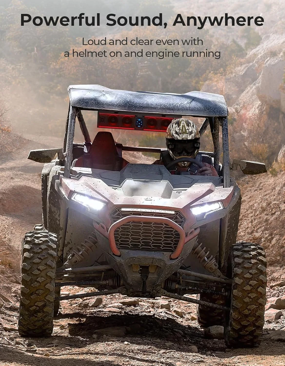 سیستم صوتی فلزی 6 بلندگو KEMIMOTO برای UTV، سیستم صوتی ضد آب 25 اینچی برای گلف کارت، بلندگوی بلوتوث ATV با RGB، سیستم صوتی SxS سازگار با Polaris RZR Can-Am با میله غلتکی 1.25 تا 2 اینچی
