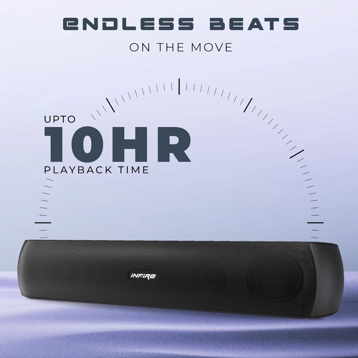 اسپیکر ساندبار بلوتوث iNFiRe FireBar 12، صدای قدرتمند 12 واتی، تا 10 ساعت پخش، ساندبار برای تلفن/تلویزیون/لپ‌تاپ/تبلت/پروژکتور، با عملکرد TWS (مشکی)
