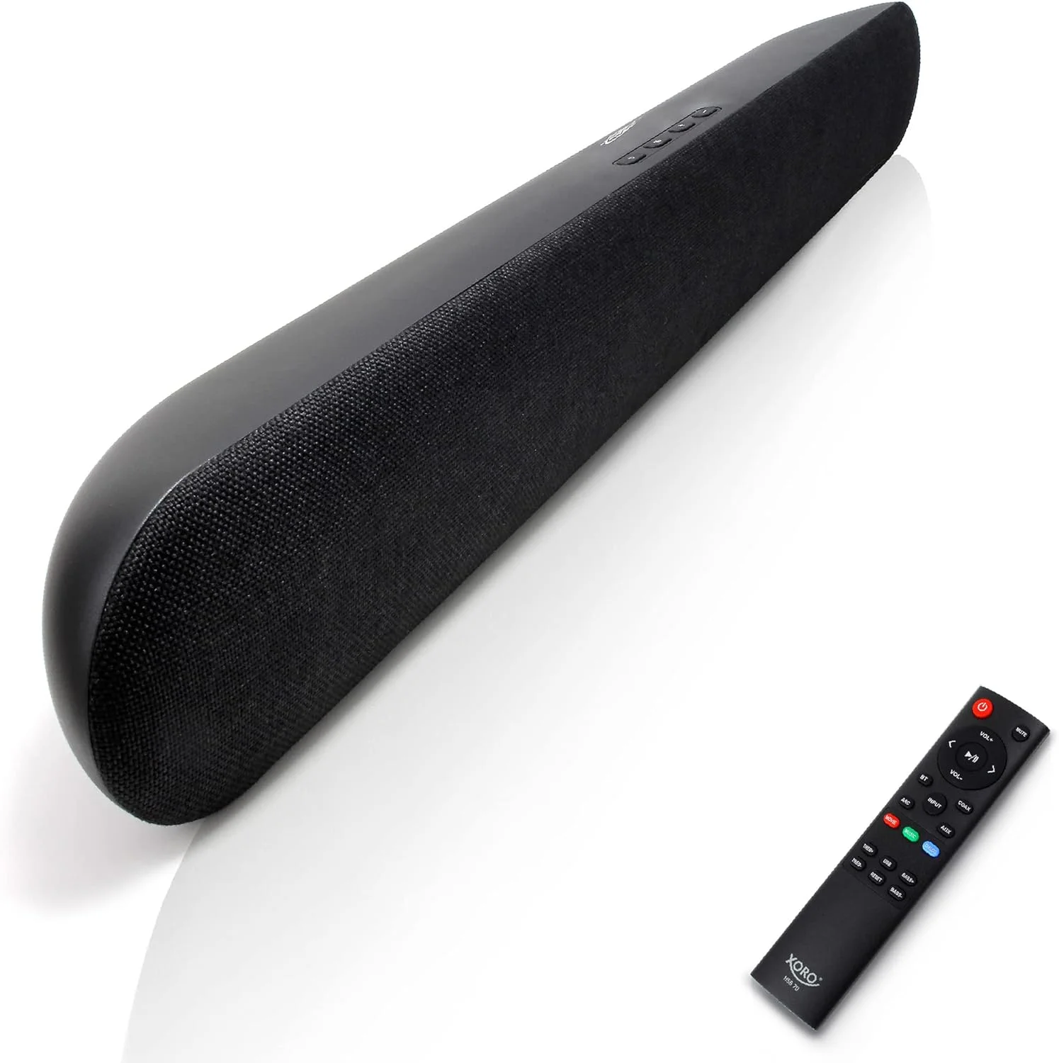 اسپیکر تلویزیون استریو و ساندبار XORO HSB 70 با بلوتوث، توان خروجی 60 وات، AV IN، HDMI ARC، پخش کننده رسانه USB 2.0، شامل پایه دیواری، کنترل از راه دور IR