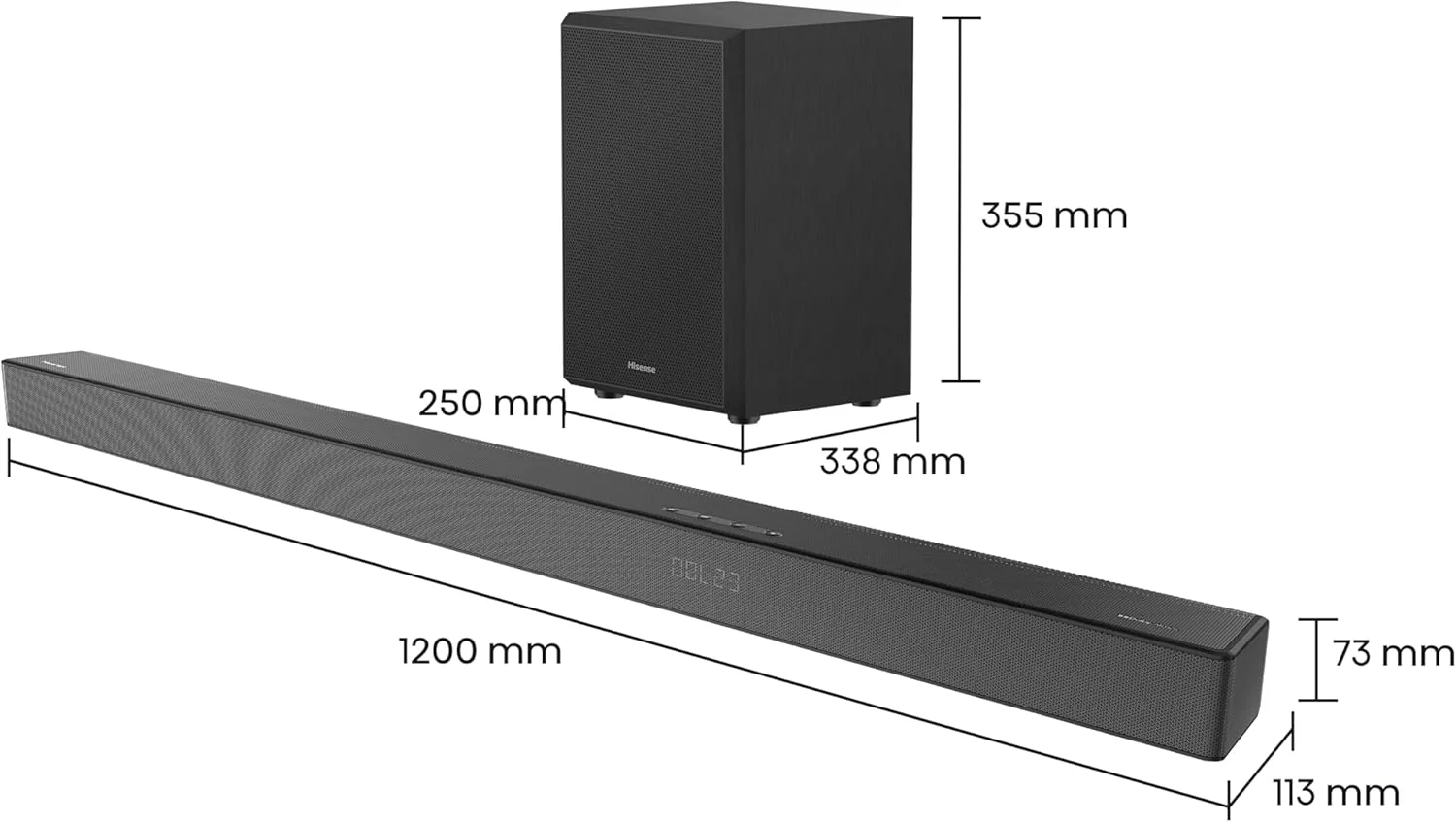 هیسنس (بازسازی شده) U5120G سیستم صوتی حرفه ای 5.1.2 کاناله به همراه ساب ووفر بی سیم، 510 وات، صدای Hi-Res، بلوتوث 4.2، انتقال 4K HDR، Type-C، HDMI ARC/Optical/AUX/USB