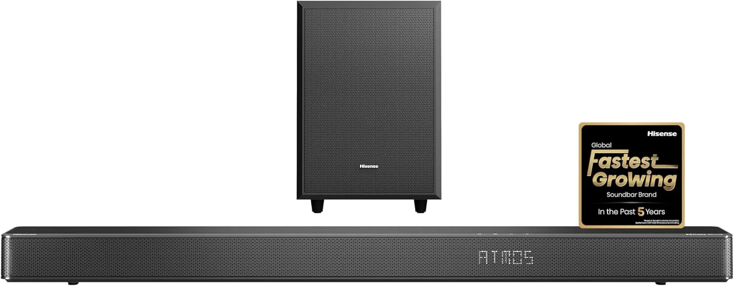 هیسنس AX3120G ساندبار 3.1.2 کاناله 360 واتی دالبی اتموس با ساب ووفر بی سیم و بلندگوهای رو به بالا