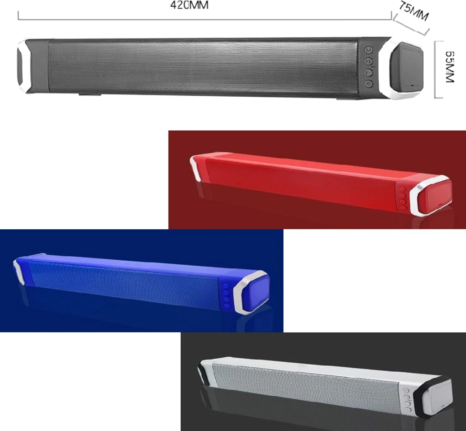 نوار صوتی استریو سیمی/بی‌سیم، نوار صوتی بلوتوث 4.2 برای کامپیوتر، بلندگو برای لپ‌تاپ رومیزی، نوار صوتی کوچک کامپیوتر با تغذیه USB، 16 ساعت پخش، آبی جدید