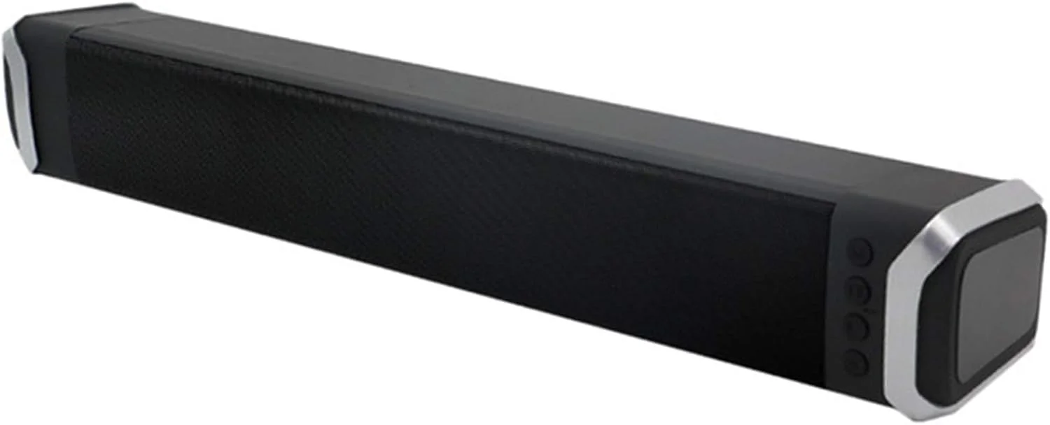 اسپیکر استریو ساندبار باسیم/بی‌سیم، ساندبار بلوتوث 4.2 برای کامپیوتر، اسپیکر برای لپ‌تاپ رومیزی، ساندبار کوچک کامپیوتر با منبع تغذیه USB، 16 ساعت پخش، مشکی مدل جدید
