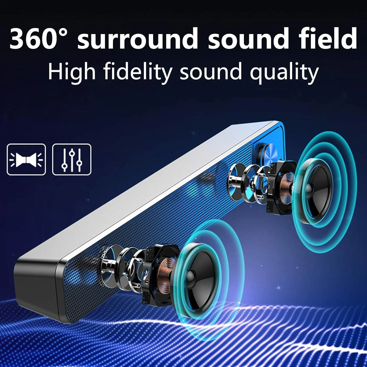 نوار صوتی سیمی و بی سیم، نوار صوتی تلویزیون بلوتوث، بلندگوهای صوتی نوار صوتی (4 درایور، بلوتوث، کابل نوری گنجانده شده، تنظیم باس) صدای فراگیر سه بعدی، سفید جدید