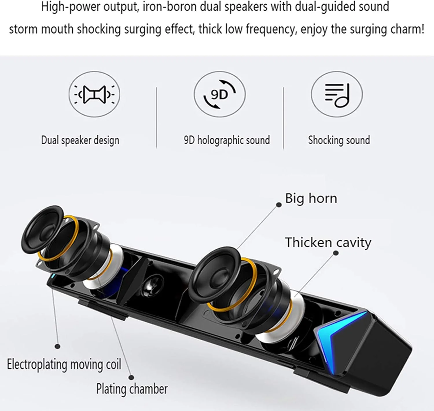 ساندبار بی‌سیم و باسیم، ساندبار بلوتوث 5.0 برای تلویزیون، ساندبار با ساب ووفر داخلی، بلندگو برای تلویزیون، ورودی HDMI/Optical/Aux/USB، سیستم صدای فراگیر برای تلویزیون، مشکی مدل جدید