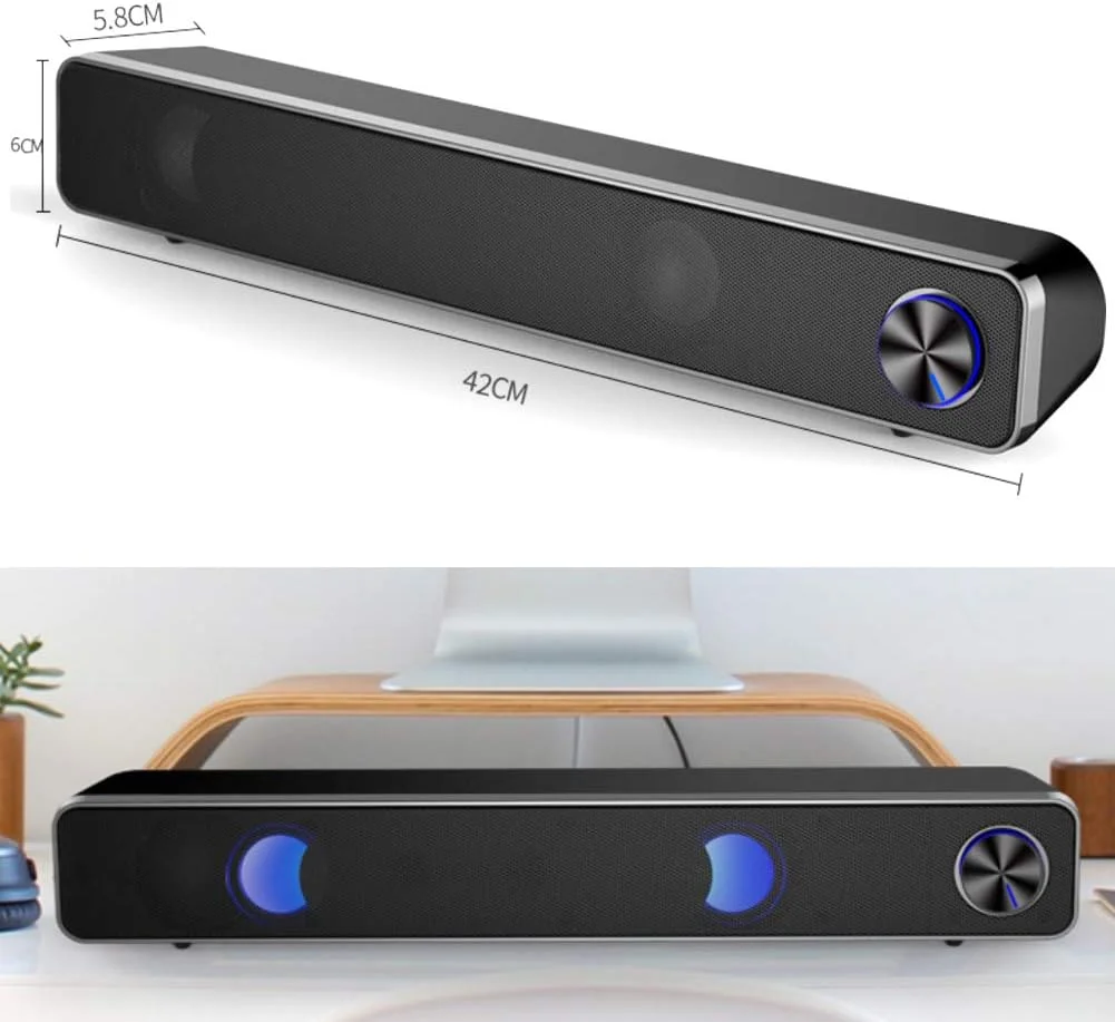 اسپیکر بلوتوثی کوچک بی سیم ساندبار برای تلویزیون 12 واتی با طراحی مقاوم و تغذیه از طریق USB، صدای شفاف و قدرتمند، سبک و مستحکم، مشکی مدل جدید