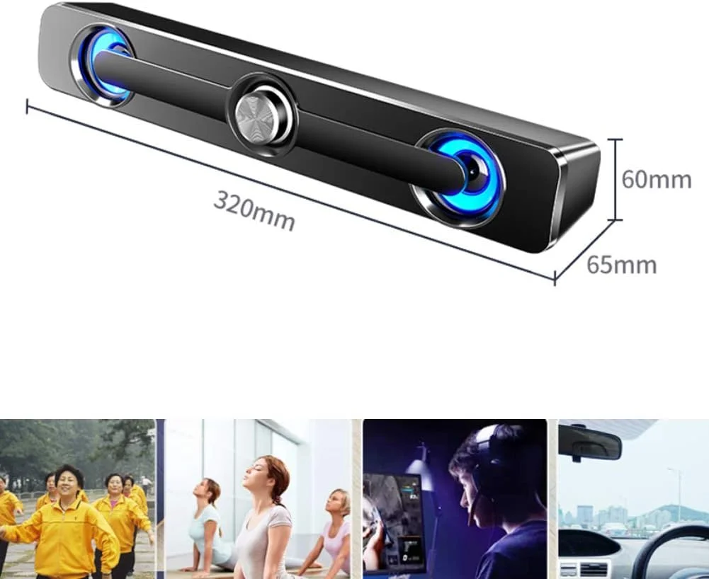 اسپیکر بلوتوثی کوچک و بی‌سیم برای تلویزیون، استریو سه بعدی با کیفیت صدای فوق العاده بالا، اسپیکر بلوتوثی کانال 2.0، جمع و جور و قدرتمند، مشکی مدل جدید