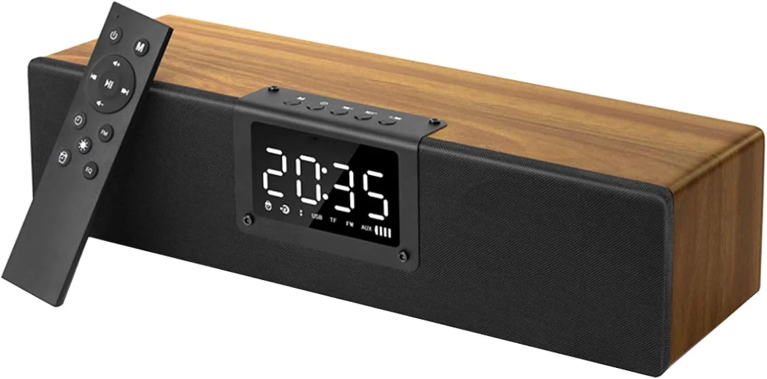 ساندبار HiFi با صدای فراگیر، باتری لیتیومی 2600 میلی آمپر، روکش پارچه ای + صفحه نمایش آینه ای، صوتی چند منظوره، تراشه هوشمند بلوتوث 5.0، مدل جدید