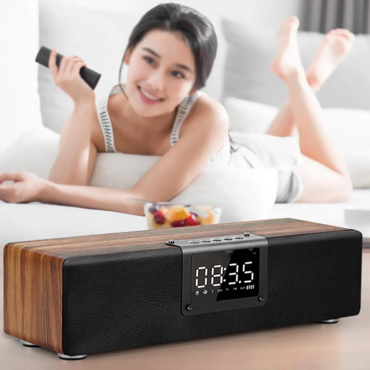 ساندبار HiFi با صدای فراگیر، باتری لیتیومی 2600 میلی آمپر، روکش پارچه ای + صفحه نمایش آینه ای، صوتی چند منظوره، تراشه هوشمند بلوتوث 5.0، مدل جدید ساندبار HiFi با صدای فراگیر، باتری لیتیومی 2600 میلی آمپر، روکش پارچه ای + صفحه نمایش آینه ای، صوتی چند منظوره، تراشه هوشمند بلوتوث 5.0، مدل جدید