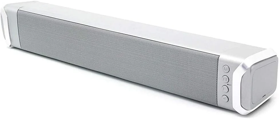 مینی ساندبار ضد آب با بلوتوث نسخه 2.1، کیفیت صدای فوق العاده بالا، صدای فراگیر سه بعدی استریو، قابل حمل، سفید